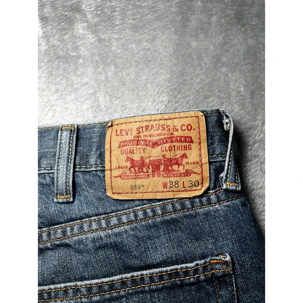 Levi's 559 Jeans Men Size 38x29 Relaxed Straight Fit Blue Dark Wash VTG